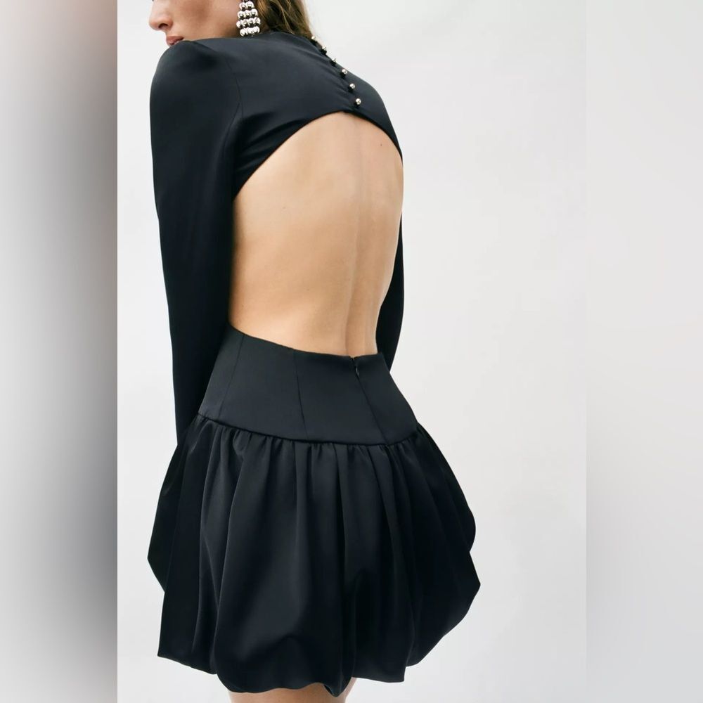 ZARA PUFFBALL MINI DRESS - Picture 13 of 16